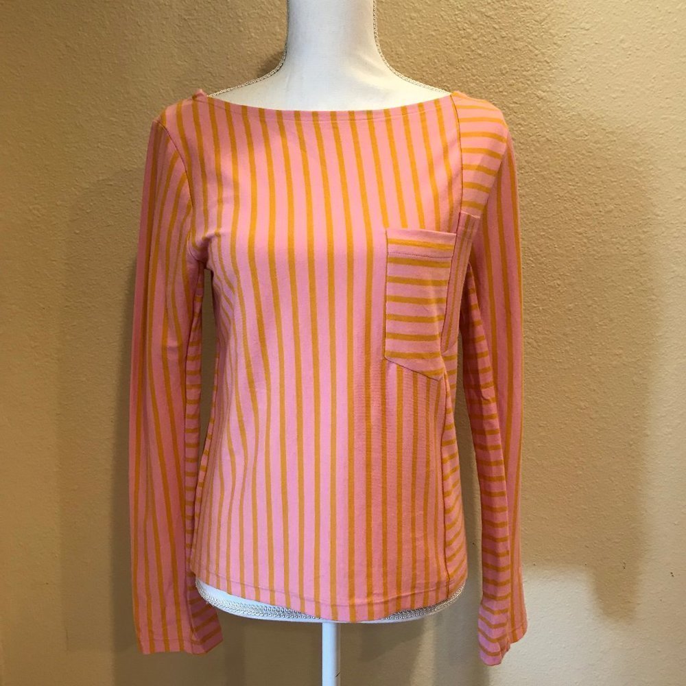 Derek Lam 10 Crosby Pink & Orange Striped Top